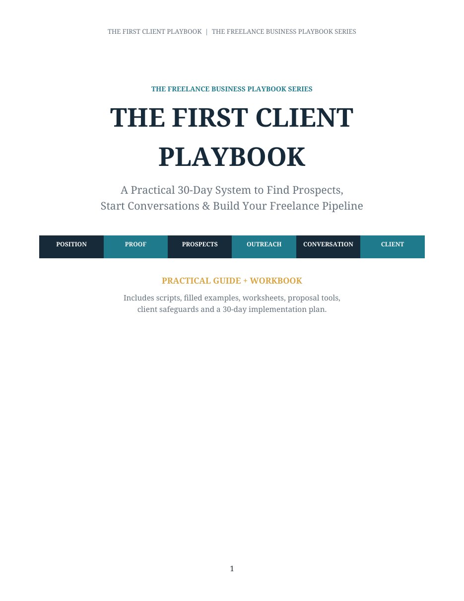 The First Client Playbook, selected manuscript page 1